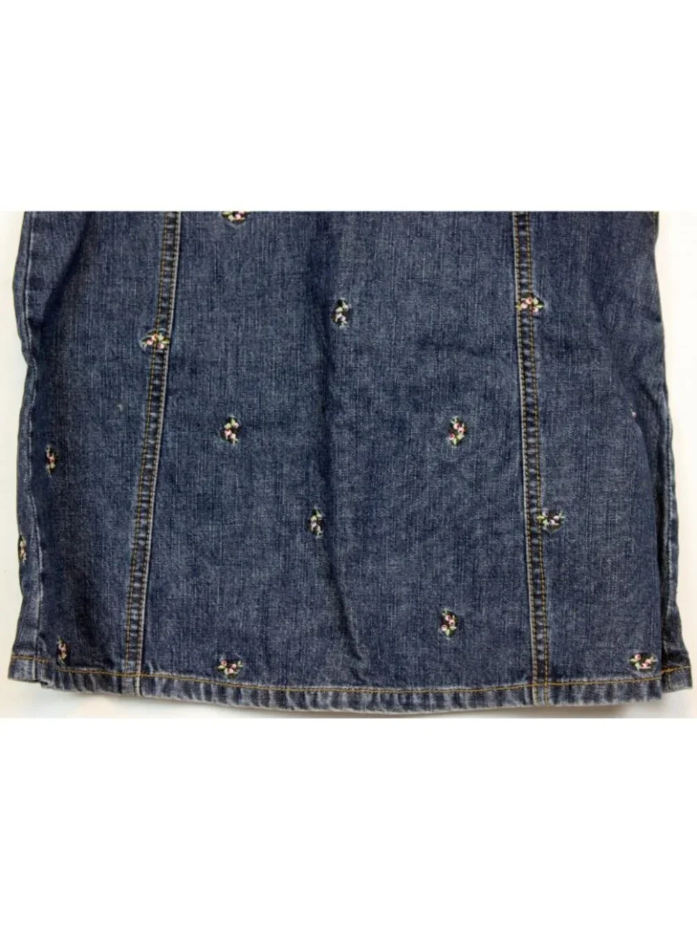 2005 Gymboree Winter Princess Dark denim Skirt Embroidered Pink Flowers sz 12